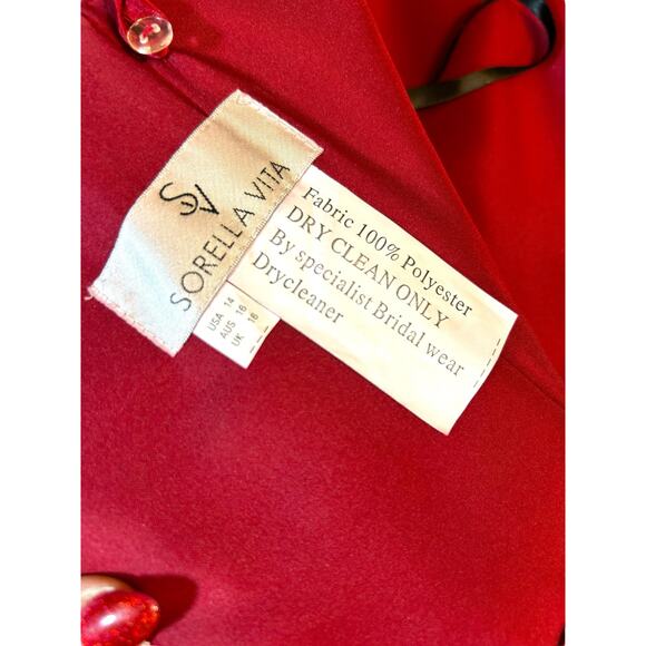 Red Satin Sorella Vita Sweetheart Cocktail Dress - Size 14 - Picture 8 of 16